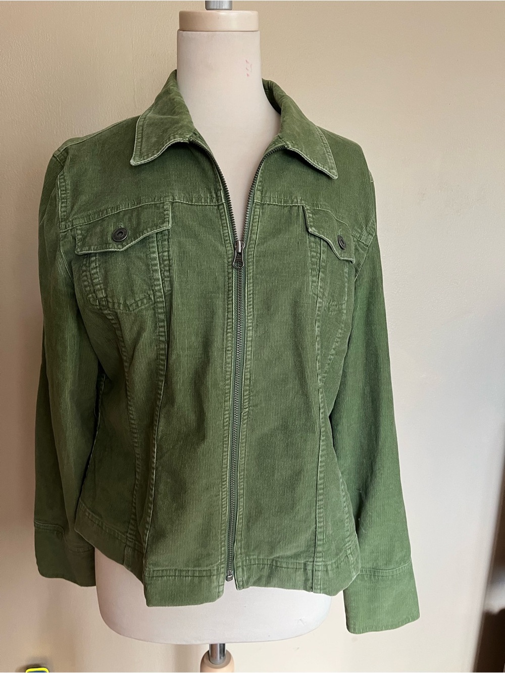 Talbots Olive Green Zip-Front Utility Jacket